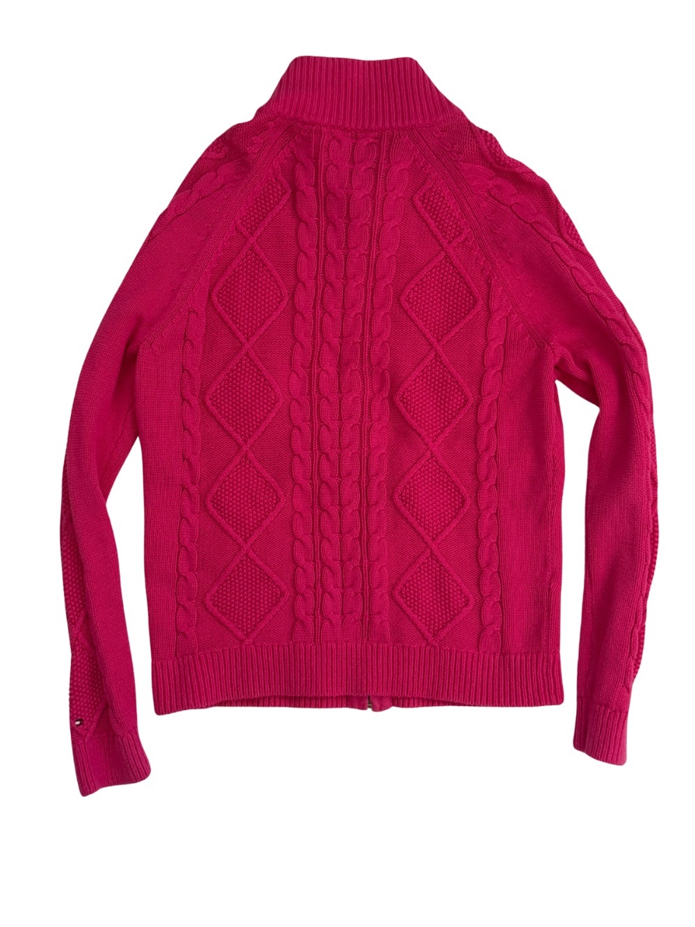 Tommy Hilfiger Pink Cable Knit Full Zip Sweater Cardigan L - Picture 5 of 5